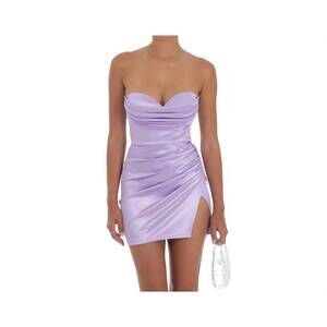 NEW LUCY IN THE SKY women's falling into you satin mini dress in lilac